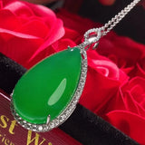 Agate Inlaid Chalcedony Drop Pendant Ladies Necklace