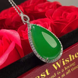 Agate Inlaid Chalcedony Drop Pendant Ladies Necklace