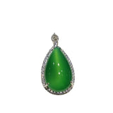 Agate Inlaid Chalcedony Drop Pendant Ladies Necklace