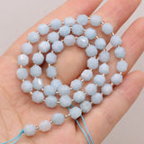 Natural Agates Stone Beaded Faceted Aquamarines Loose Stone Beads 6mm