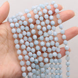 Natural Agates Stone Beaded Faceted Aquamarines Loose Stone Beads 6mm