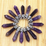 Amethyst Stone Pillar Point Pendants Charms Hexagonal Column Pendulum