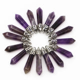 Amethyst Stone Pillar Point Pendants Charms Hexagonal Column Pendulum