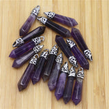 Amethyst Stone Pillar Point Pendants Charms Hexagonal Column Pendulum