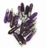 Amethyst Stone Pillar Point Pendants Charms Hexagonal Column Pendulum