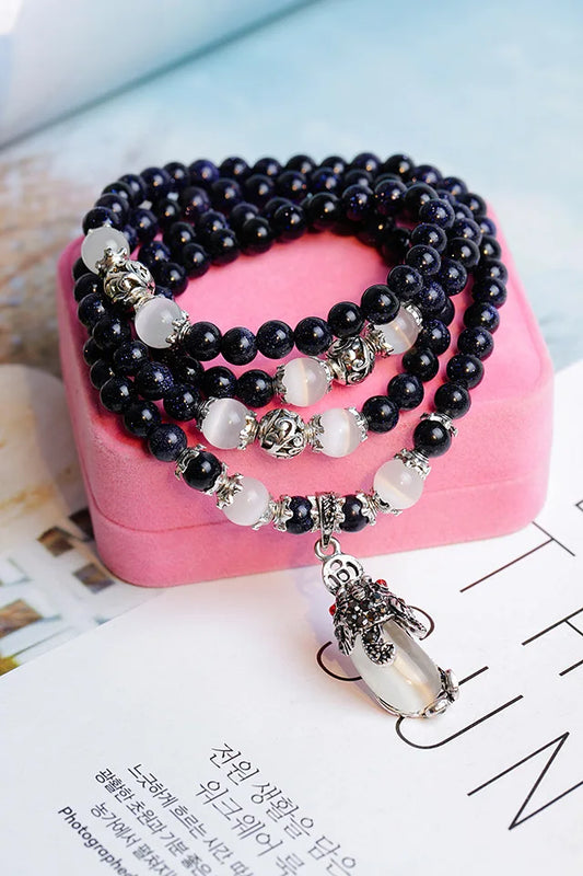 Sand Stone Beaded Bracelet with Gourd Accessories Gemstone Jewelry for Woman