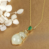 Chalcedony Hetian Jade Calabash Pendant Necklace Phnom Penh Inlaid