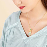 Chalcedony Hetian Jade Calabash Pendant Necklace Phnom Penh Inlaid