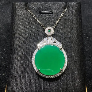 Chalcedony Round Pendant Agate Necklace for Women