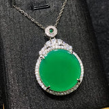 Chalcedony Round Pendant Agate Necklace for Women