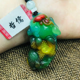 Colorful Stone Pendant Carved Good Fortune Beast Pendant
