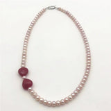 Purple Freshwater Pearl & Jade Heart Necklace