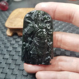 Dark Green Jade Guan Gong Pendant National Style Jewelry