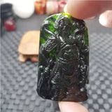 Dark Green Jade Guan Gong Pendant National Style Jewelry