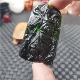 Dark Green Jade Guan Gong Pendant National Style Jewelry