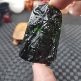 Dark Green Jade Guan Gong Pendant National Style Jewelry