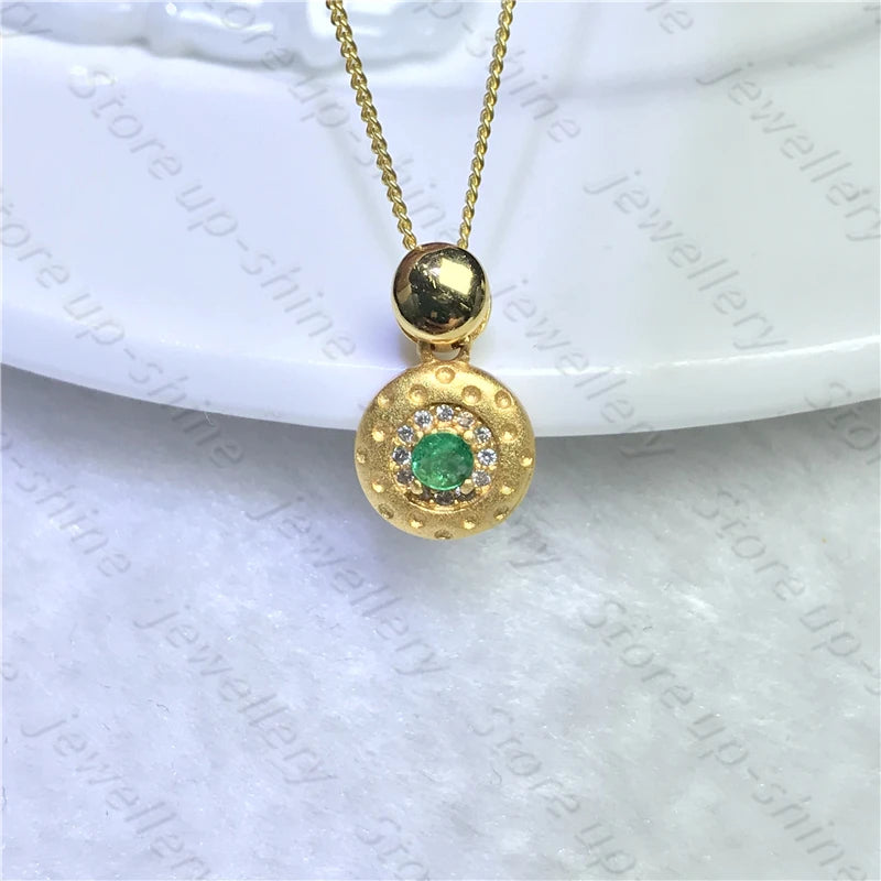 Natural Emerald Necklace 925 Silver Ladies Necklace