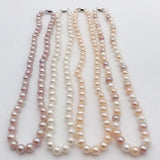 Pink Purple Multicolor Pearl Necklace 925 Sterling Silver Clasp