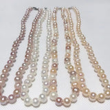 Pink Purple Multicolor Pearl Necklace 925 Sterling Silver Clasp