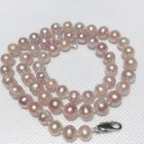 Pink Purple Multicolor Pearl Necklace 925 Sterling Silver Clasp