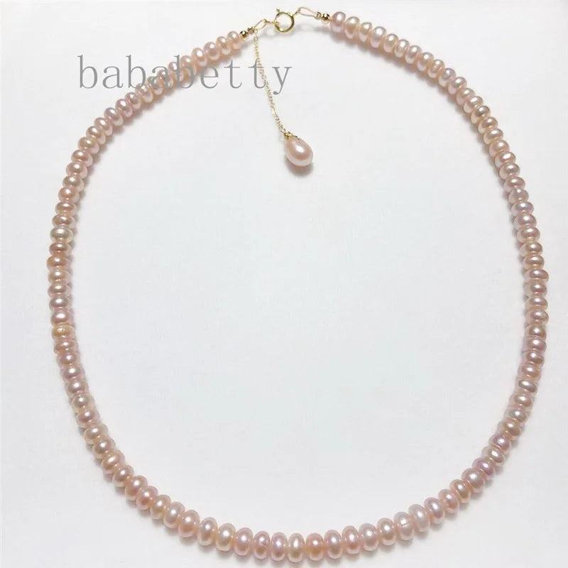 Freshwater Pearl 5-6MM Pink Purple Baroque Necklace