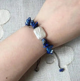 Baroque Pearl Charm Bracelet Reiki Lapis Malachite Chips Gemstone Strand