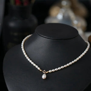 Freshwater Pearl Rice Grain Shape 5-6MM Necklace