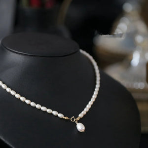 Freshwater Pearl Rice Grain Shape 5-6MM Necklace