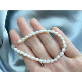 Freshwater Pearl Bracelet 5-6MM Rice Shape 925 Sterling Silver Clasp