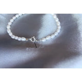 Freshwater Pearl Bracelet 5-6MM Rice Shape 925 Sterling Silver Clasp