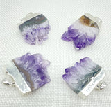 Amethyst Slice Druzy Pendant Charms for Jewelry Necklaces