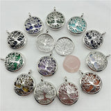 Tiger-eye Tree of Life Box Pendant Jewelry Making Necklace 8Pcs