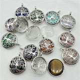 Tiger-eye Tree of Life Box Pendant Jewelry Making Necklace 8Pcs