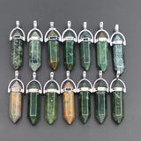 Indian Agate Pillar Point Pendulum Men Pendant Charms Necklace 24pcs