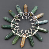 Indian Agate Pillar Point Pendulum Men Pendant Charms Necklace 24pcs