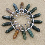 Indian Agate Pillar Point Pendulum Men Pendant Charms Necklace 24pcs