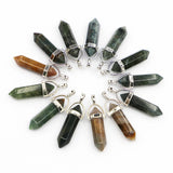 Indian Agate Pillar Point Pendulum Men Pendant Charms Necklace 24pcs