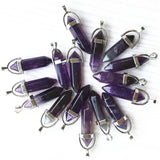 Natural Amethysts Crystal Point Charms Pendants&Necklace Set