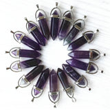 Natural Amethysts Crystal Point Charms Pendants&Necklace Set