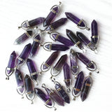 Natural Amethysts Crystal Point Charms Pendants&Necklace Set