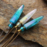 Gems Stone Quartz Essential Oil Diffuser Pendant Necklace
