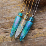 Gems Stone Quartz Essential Oil Diffuser Pendant Necklace