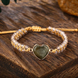 Heart Shape Charm Bracelet Natural Gemstone Wrap Bracelet