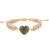 Heart Shape Charm Bracelet Natural Gemstone Wrap Bracelet