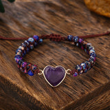Heart Shape Charm Bracelet Natural Gemstone Wrap Bracelet