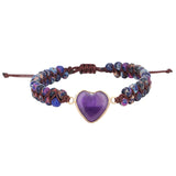 Heart Shape Charm Bracelet Natural Gemstone Wrap Bracelet