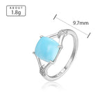 Larimar Ring 925 Sterling Silver Zircon Jewelry for Girls Birthday Gift