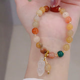 Natural Silk Stone Pendant Bracelet for Women - Retro Party Jewelry