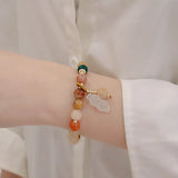 Natural Silk Stone Pendant Bracelet for Women - Retro Party Jewelry