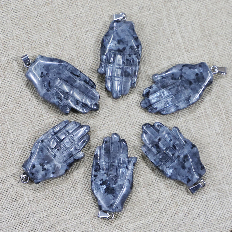 6Pcs Hand Palm Spectrolit Necklace Pendants